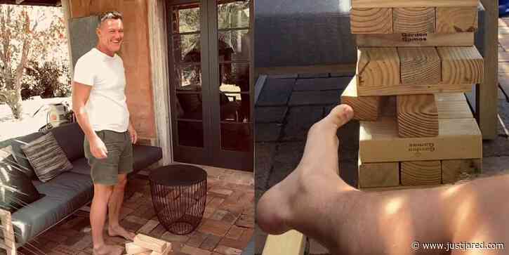 Luke Evans Plays a Game of Giant Jenga with His Feet (Video)