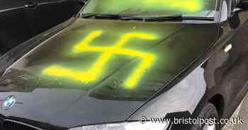 Neon Swastika sprayed on car in Kingswood