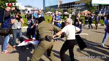 Belarus protests: Opposition icon Nina Bahinskaya, 73, bundled into van