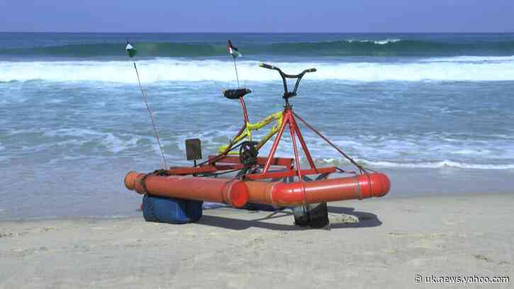 Palestinians test custom-built pedal boat in northern Gaza Strip