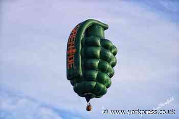 Giant 100 foot grenade balloon to take to the skies above York