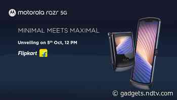 Motorola Razr 5G India Launch Set for October 5, to Be Offered via Flipkart