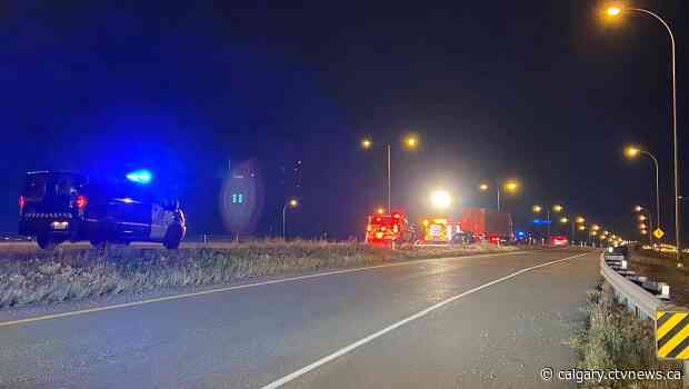 1 dead after vehicle crashes into semi on Stoney Trail