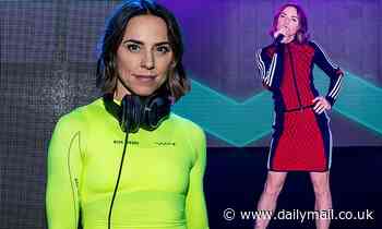 Mel C wears a neon yellow crop top and changes into red dress for album livestream