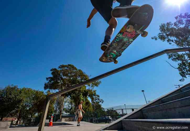 Dropping in at Costa Mesa’s Volcom Skate Park