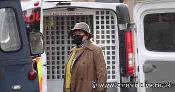 See images of a masked Brenda Blethyn filming Vera in Amble