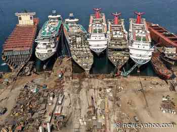 Photos shows luxury cruise ships being broken up at a dock in Turkey as the coronavirus pandemic continues to wreck the industry