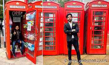 Entrepreneur, 25, opens 'world's smallest takeaway' curry house in disused red phone box - Daily Mail