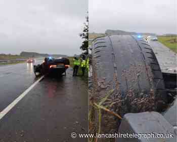 Warning after car smashed into central reservation