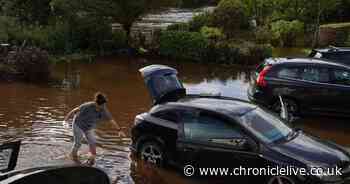 River bursts its banks as Storm Alex hits Northumberland