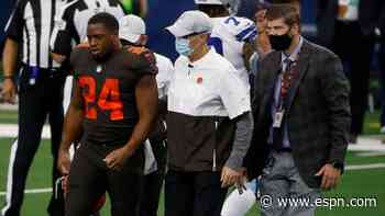 Browns' Chubb leaves win with right knee injury