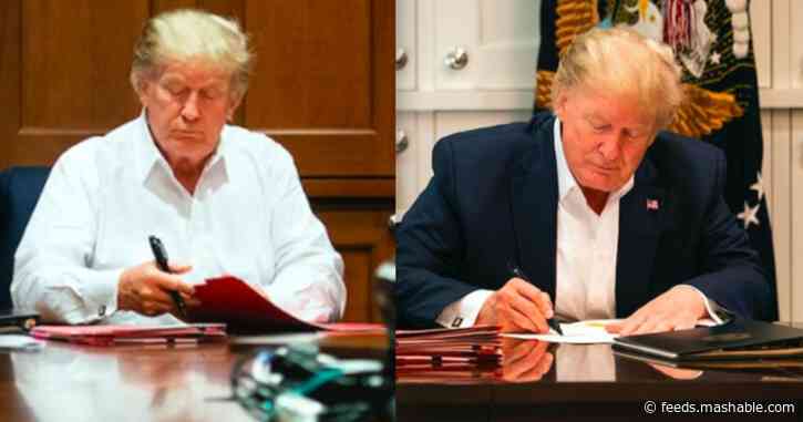 Twitter has thoughts about those photos of Trump working at Walter Reed