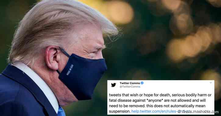 Twitter reminded everyone it's against the rules to hope someone dies. It didn't go over well.