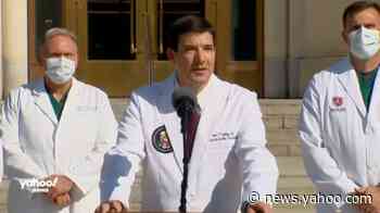 WH doctor responds to questions about the safety of President Trump’s greeting supporters on Sunday, returning to the White House Monday