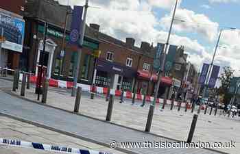 Police cordon in Mitcham town centre after stabbing