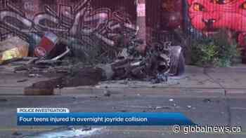Crash in Toronto sends 4 minors to hospital, including a 13-year-old driver | Watch News Videos Online - Globalnews.ca