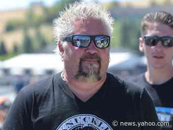 Guy Fieri visited the California Glass Fire base camp to help feed first responders battling the wildfire