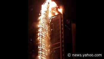 South Korean tower block engulfed in flames