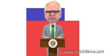 Gov. Tim Walz being honored with a bobblehead, joining Fauci and others