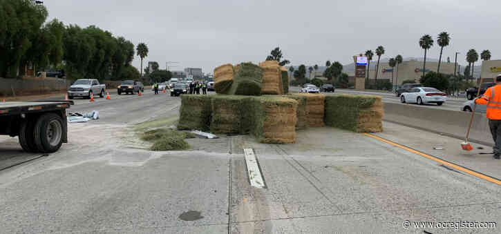 Hay spill closes most of westbound 91 Freeway at Riverside-Corona border