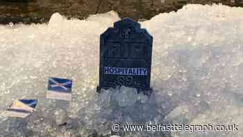 Pubs and bars dump leftover ice on streets in closure protest