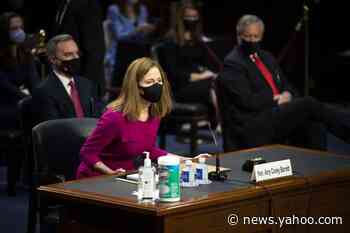 Abcarian: The Republicans' hypocrisy in Monday's Amy Coney Barrett hearing was simply unbearable