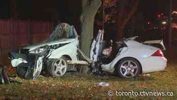 Four people injured after Mercedes crashes into tree in Scarborough