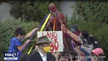 Protesters topple another statue of California mission founder Junipero Serra