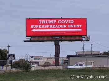 Giant billboard in Iowa directs people looking for campaign rally to ‘Trump Covid superspreader event’