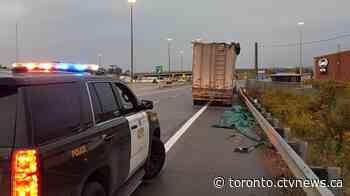 Suspected impaired truck driver leaves trail of debris on Ontario highway