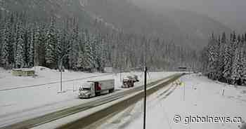 Snowfall warning issued for Trans-Canada Highway in B.C.’s Southern Interior