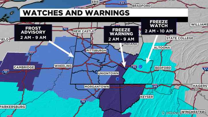 Pittsburgh Weather: Cold Front Moves In, Frost And Freeze Advisories Issued For Region