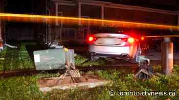 Impaired driving charges laid after car crashes into hydro box in front of Toronto home