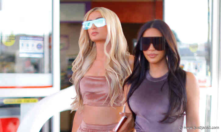 Kim Kardashian & Paris Hilton Give Us Throwback Vibes in Their Skims Velour Tracksuits