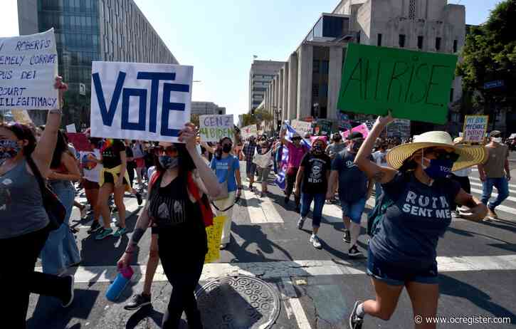 Women hold marches, voter registration drives around Southern California on Saturday