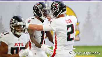 Falcons hold onto big lead for 1st win of season