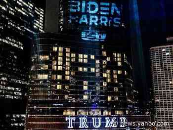 National steelworkers union shines 'Biden Harris' sign on Trump Tower in Chicago