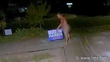 Butt Naked Guy Steals Biden-Harris Sign Out of Front Yard