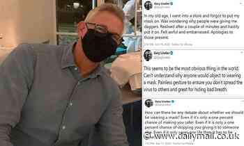 Gary Lineker apologises after being seen without a facemask while browsing an M&S food hall