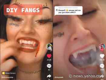 TikTok users are super-gluing vampire fangs to their teeth, and struggling to get them off. Dentists are not happy about it.