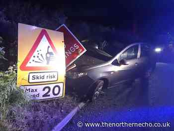 Drug driver disqualified after crashing into sign  in front of police car