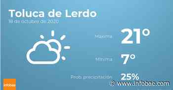 Previsión meteorológica: El tiempo hoy en Toluca de Lerdo, 18 de octubre - Infobae.com