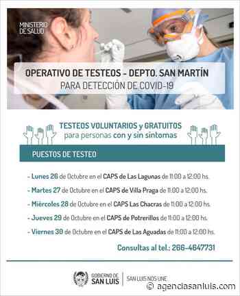 | El operativo de testeo de COVID-19 llega al departamento San Martín - Agencia de Noticias San Luis
