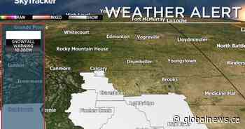 Environment Canada issues snowfall warnings for areas in southern Alberta