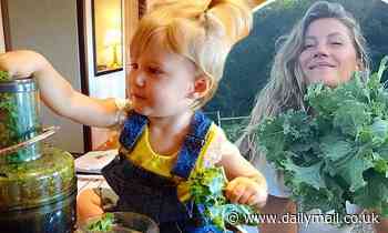 Gisele Bundchen shares unseen photos of her daughter Vivian making green juice in the kitchen - Daily Mail