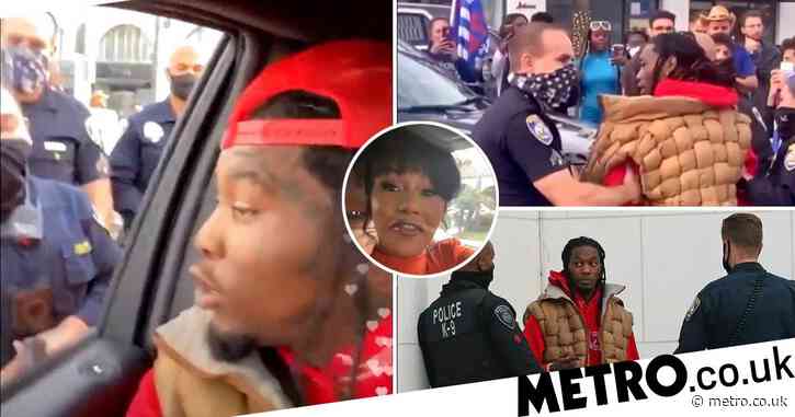 Cardi B’s husband Offset films as he’s pulled from his car and detained by police near Trump rally