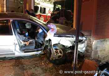 Two injured when car crashes into fire station in Pittsburgh's Elliott neighborhood