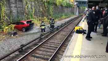 Driver Suffers Medical Emergency Before 3-Car Crash, 20-Foot Plummet at Train Station - NBC New York