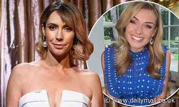Alex Jones exudes glamour in a plunging white dress