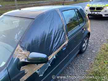Motorist pulled over after using bin bag in place of window
